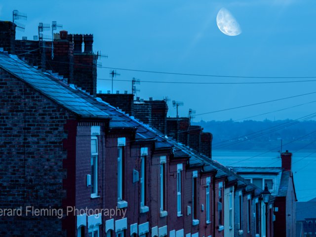 moon over river mersey liverpool